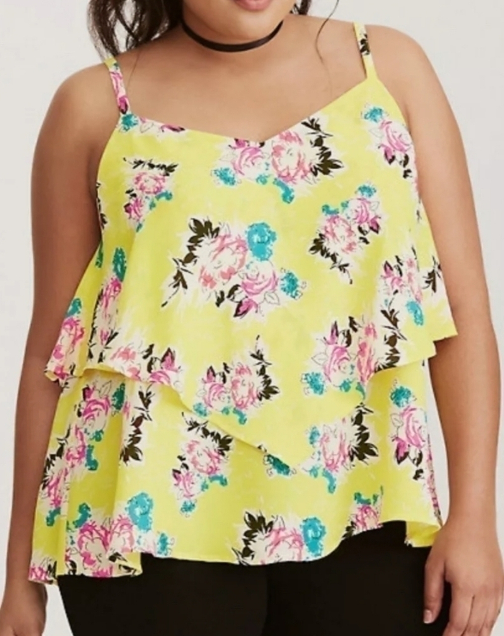 Torrid women's Georgette Floral Print Layered Criss Cross Cami, Size 2